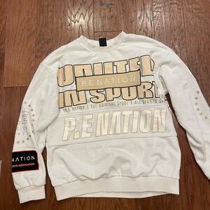 P.E Nation White and Gold Sweatshirt